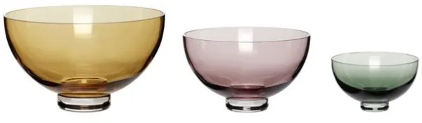 Hübsch Radiant Schalen Beige/Rosa/Grün Set aus 3